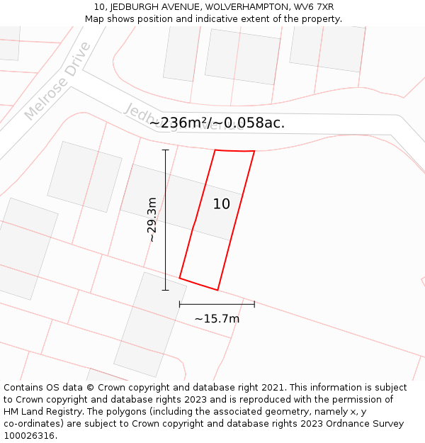 10, JEDBURGH AVENUE, WOLVERHAMPTON, WV6 7XR: Plot and title map