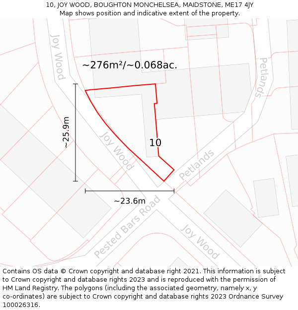 10, JOY WOOD, BOUGHTON MONCHELSEA, MAIDSTONE, ME17 4JY: Plot and title map