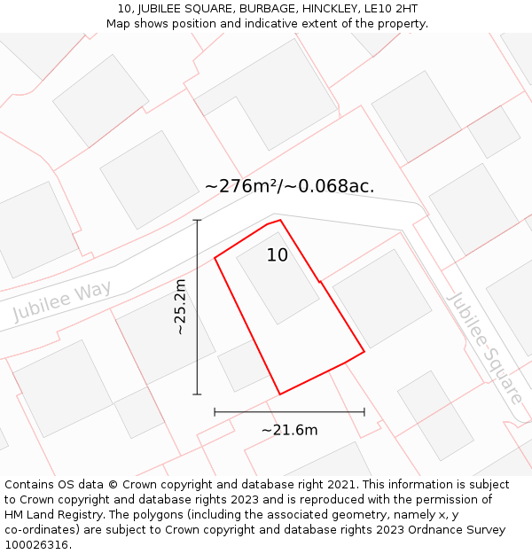 10, JUBILEE SQUARE, BURBAGE, HINCKLEY, LE10 2HT: Plot and title map