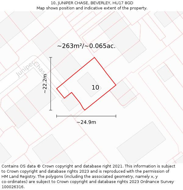 10, JUNIPER CHASE, BEVERLEY, HU17 8GD: Plot and title map