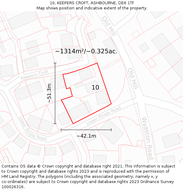10, KEEPERS CROFT, ASHBOURNE, DE6 1TF: Plot and title map
