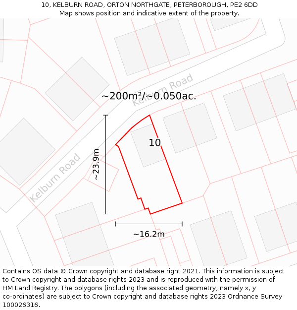 10, KELBURN ROAD, ORTON NORTHGATE, PETERBOROUGH, PE2 6DD: Plot and title map