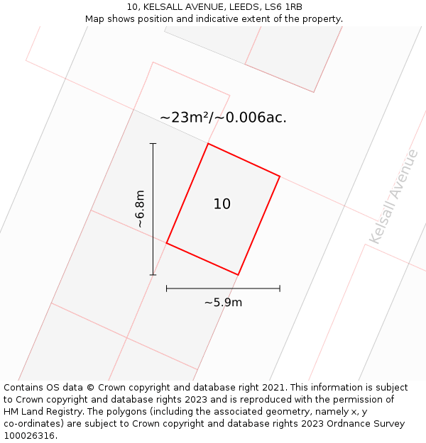 10, KELSALL AVENUE, LEEDS, LS6 1RB: Plot and title map