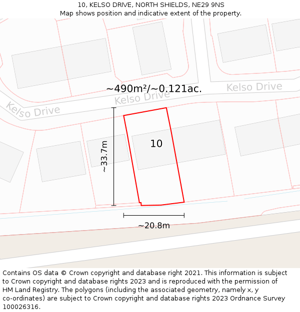 10, KELSO DRIVE, NORTH SHIELDS, NE29 9NS: Plot and title map