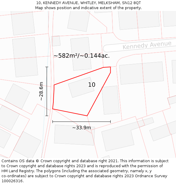 10, KENNEDY AVENUE, WHITLEY, MELKSHAM, SN12 8QT: Plot and title map