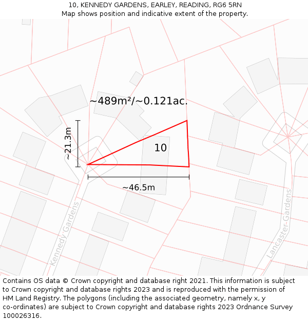 10, KENNEDY GARDENS, EARLEY, READING, RG6 5RN: Plot and title map