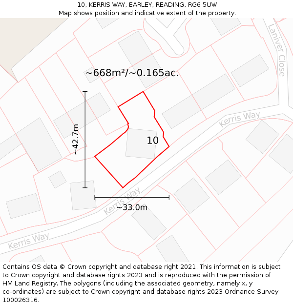 10, KERRIS WAY, EARLEY, READING, RG6 5UW: Plot and title map