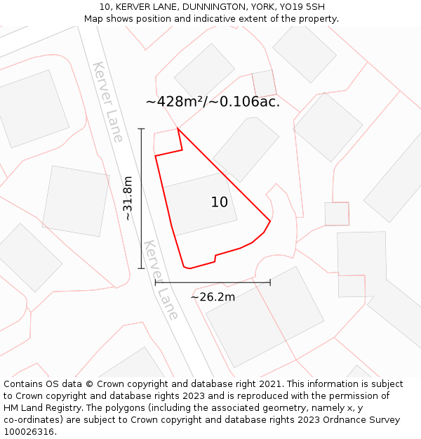 10, KERVER LANE, DUNNINGTON, YORK, YO19 5SH: Plot and title map