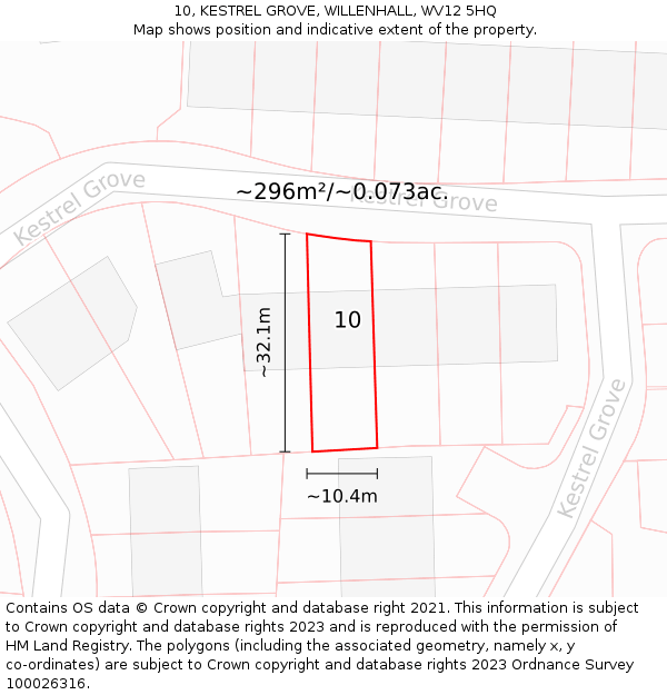 10, KESTREL GROVE, WILLENHALL, WV12 5HQ: Plot and title map