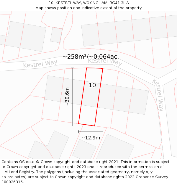10, KESTREL WAY, WOKINGHAM, RG41 3HA: Plot and title map