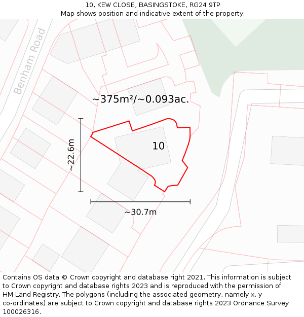 10, KEW CLOSE, BASINGSTOKE, RG24 9TP: Plot and title map