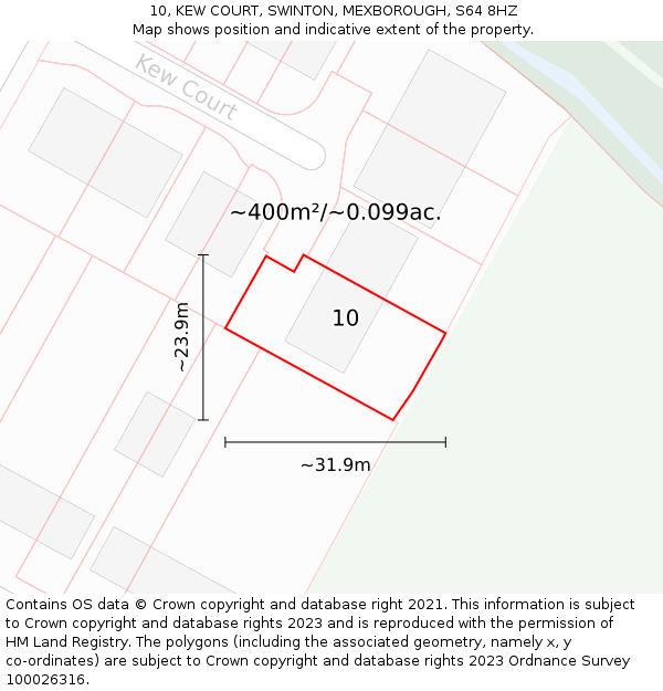 10, KEW COURT, SWINTON, MEXBOROUGH, S64 8HZ: Plot and title map