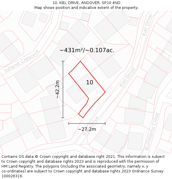 10, KIEL DRIVE, ANDOVER, SP10 4ND: Plot and title map