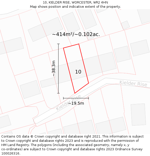 10, KIELDER RISE, WORCESTER, WR2 4HN: Plot and title map
