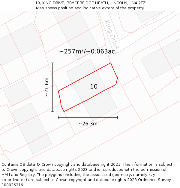 10, KING DRIVE, BRACEBRIDGE HEATH, LINCOLN, LN4 2TZ: Plot and title map