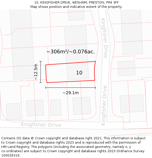 10, KINGFISHER DRIVE, WESHAM, PRESTON, PR4 3FF: Plot and title map