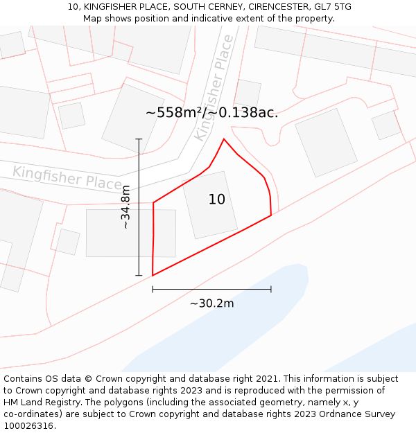 10, KINGFISHER PLACE, SOUTH CERNEY, CIRENCESTER, GL7 5TG: Plot and title map