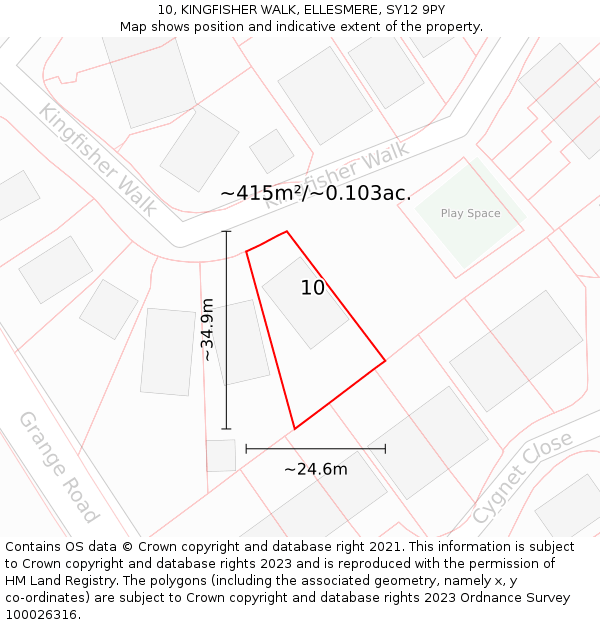 10, KINGFISHER WALK, ELLESMERE, SY12 9PY: Plot and title map