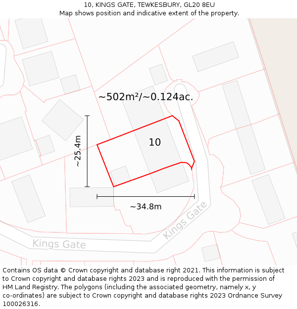10, KINGS GATE, TEWKESBURY, GL20 8EU: Plot and title map