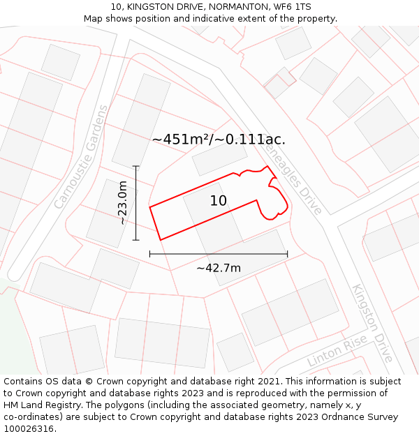 10, KINGSTON DRIVE, NORMANTON, WF6 1TS: Plot and title map