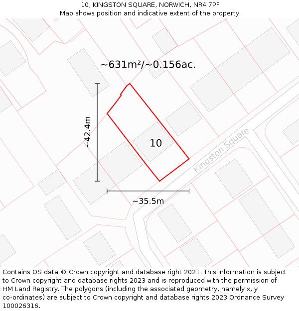10, KINGSTON SQUARE, NORWICH, NR4 7PF: Plot and title map