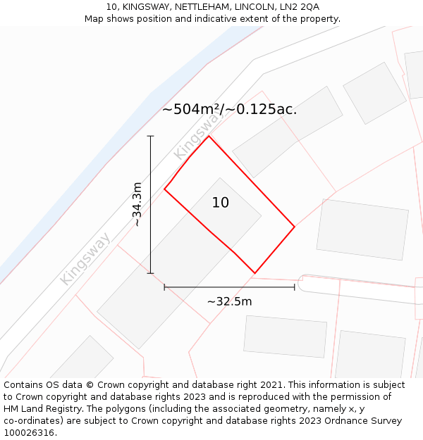 10, KINGSWAY, NETTLEHAM, LINCOLN, LN2 2QA: Plot and title map