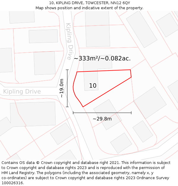 10, KIPLING DRIVE, TOWCESTER, NN12 6QY: Plot and title map