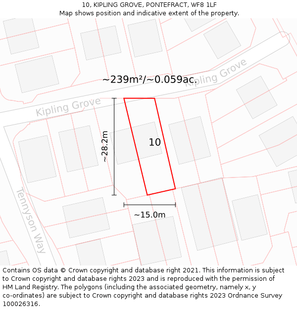 10, KIPLING GROVE, PONTEFRACT, WF8 1LF: Plot and title map