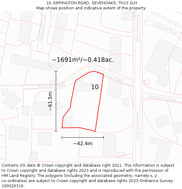 10, KIPPINGTON ROAD, SEVENOAKS, TN13 2LH: Plot and title map