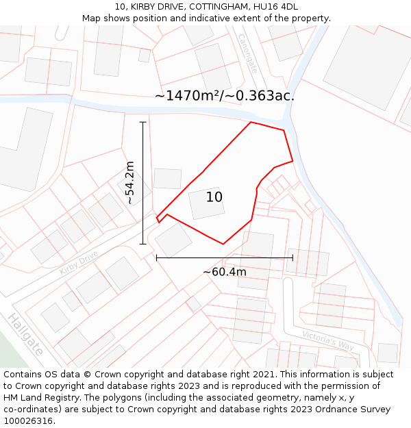 10, KIRBY DRIVE, COTTINGHAM, HU16 4DL: Plot and title map
