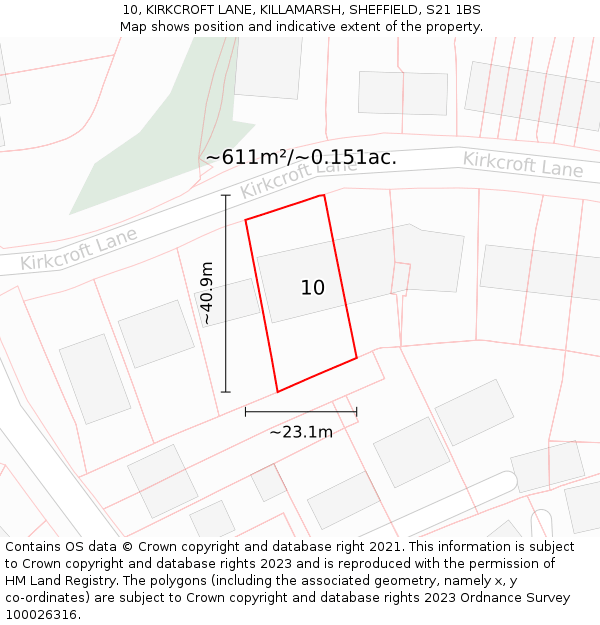 10, KIRKCROFT LANE, KILLAMARSH, SHEFFIELD, S21 1BS: Plot and title map