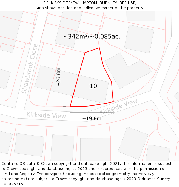 10, KIRKSIDE VIEW, HAPTON, BURNLEY, BB11 5RJ: Plot and title map