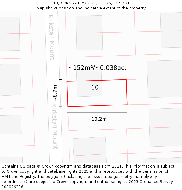 10, KIRKSTALL MOUNT, LEEDS, LS5 3DT: Plot and title map