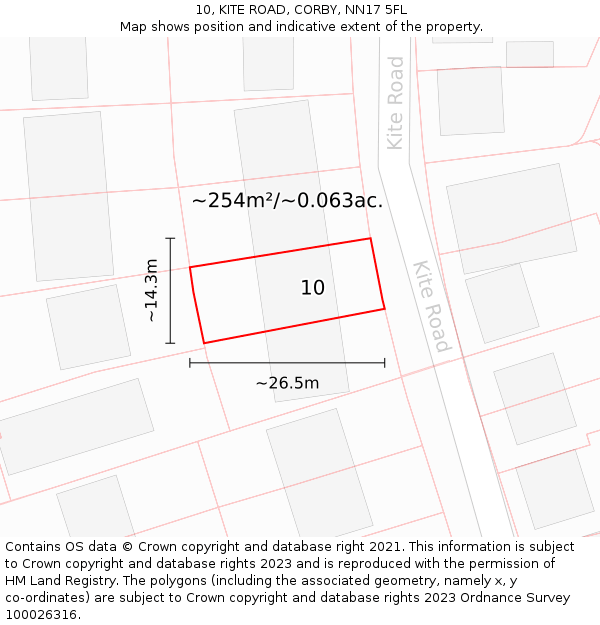 10, KITE ROAD, CORBY, NN17 5FL: Plot and title map