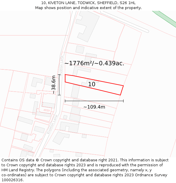 10, KIVETON LANE, TODWICK, SHEFFIELD, S26 1HL: Plot and title map