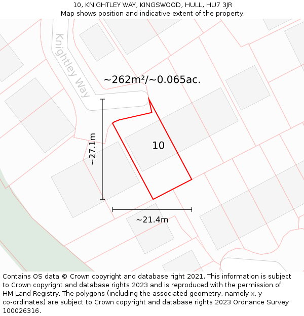 10, KNIGHTLEY WAY, KINGSWOOD, HULL, HU7 3JR: Plot and title map