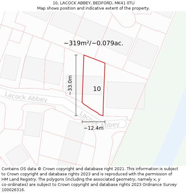 10, LACOCK ABBEY, BEDFORD, MK41 0TU: Plot and title map