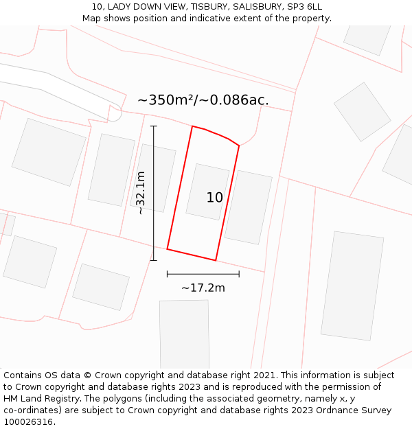 10, LADY DOWN VIEW, TISBURY, SALISBURY, SP3 6LL: Plot and title map