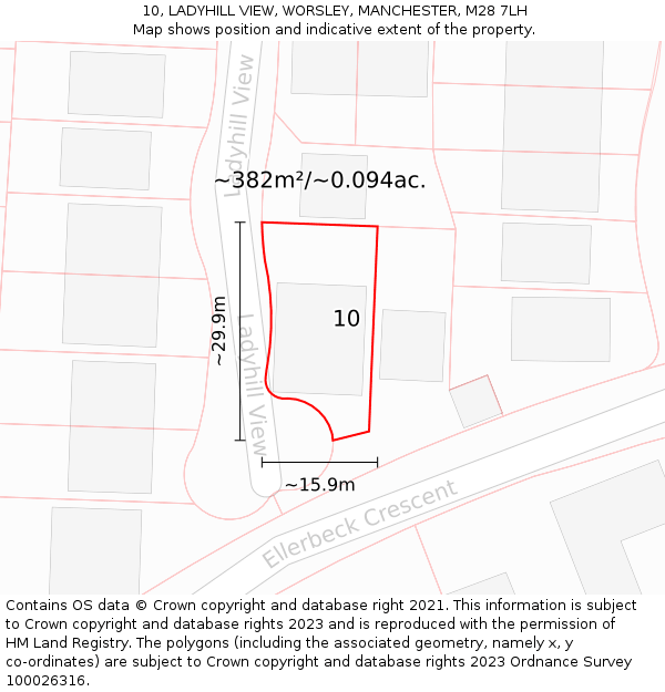 10, LADYHILL VIEW, WORSLEY, MANCHESTER, M28 7LH: Plot and title map