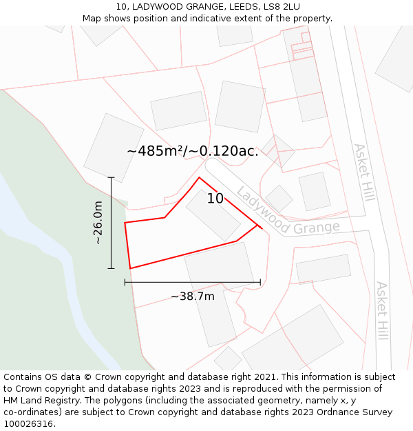10, LADYWOOD GRANGE, LEEDS, LS8 2LU: Plot and title map