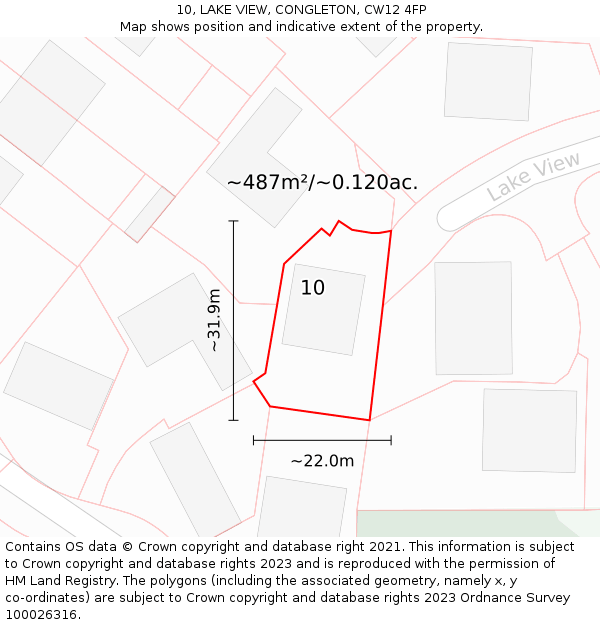 10, LAKE VIEW, CONGLETON, CW12 4FP: Plot and title map