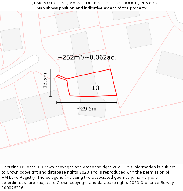 10, LAMPORT CLOSE, MARKET DEEPING, PETERBOROUGH, PE6 8BU: Plot and title map