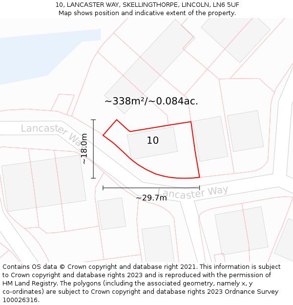 10, LANCASTER WAY, SKELLINGTHORPE, LINCOLN, LN6 5UF: Plot and title map