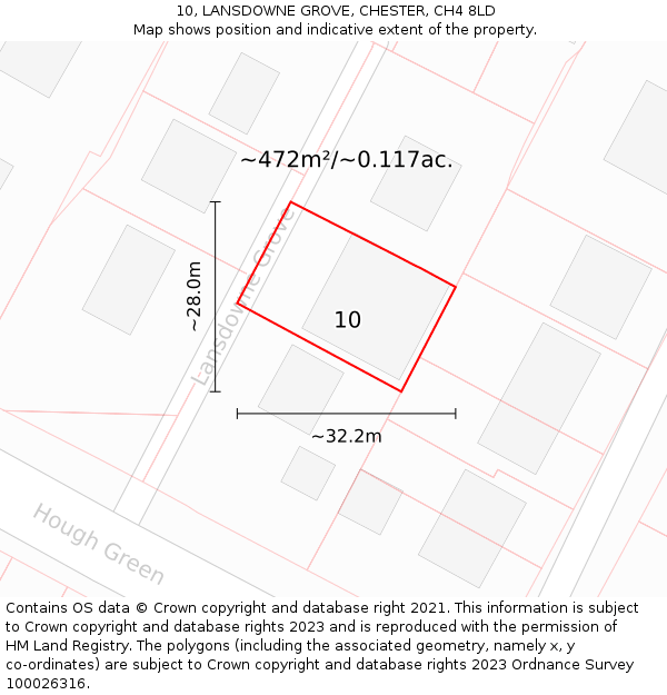 10, LANSDOWNE GROVE, CHESTER, CH4 8LD: Plot and title map
