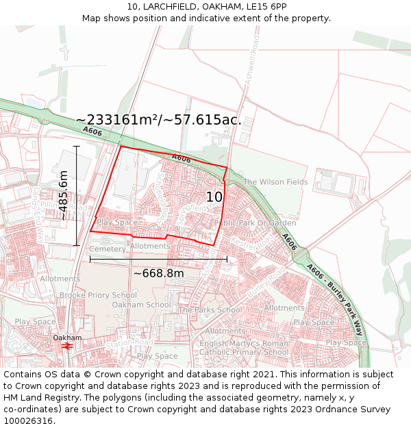 10, LARCHFIELD, OAKHAM, LE15 6PP: Plot and title map