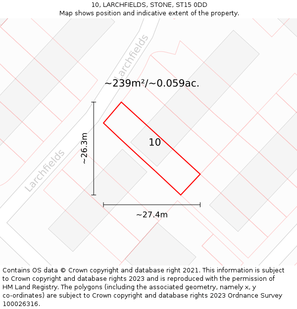 10, LARCHFIELDS, STONE, ST15 0DD: Plot and title map