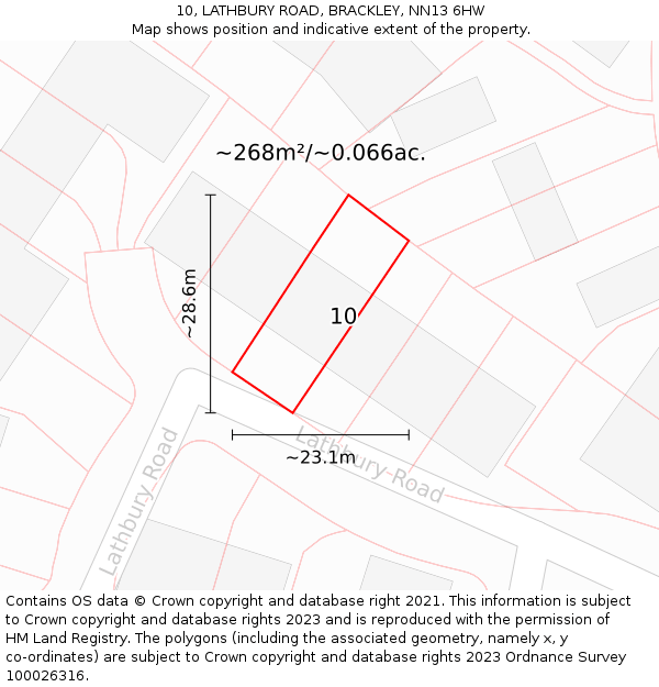 10, LATHBURY ROAD, BRACKLEY, NN13 6HW: Plot and title map