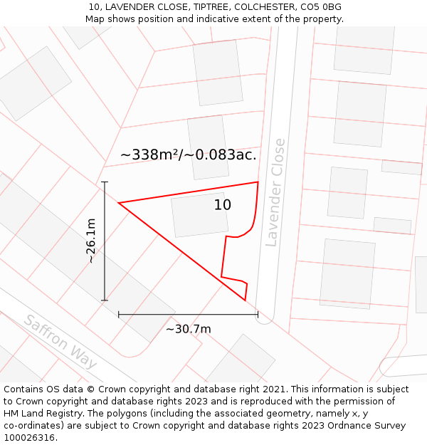 10, LAVENDER CLOSE, TIPTREE, COLCHESTER, CO5 0BG: Plot and title map