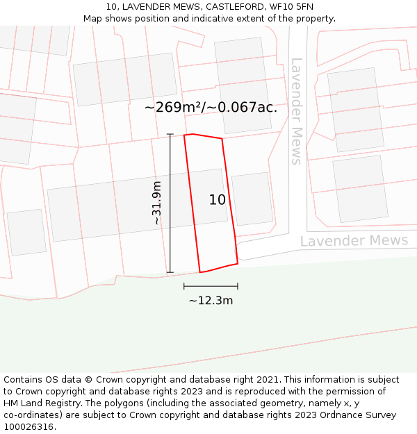 10, LAVENDER MEWS, CASTLEFORD, WF10 5FN: Plot and title map