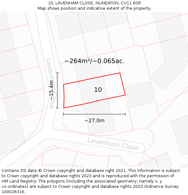 10, LAVENHAM CLOSE, NUNEATON, CV11 6GP: Plot and title map